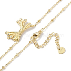 304 Stainless Steel Crystal Rhinestone Satellite Chain Bowknot Pendant Necklaces for Women&nbsp;NJEW-C055-10G
