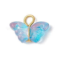 Golden Iron Flat Head Pins and Transparent Spray Painted Glass Beads Pendants&nbsp;PALLOY-JF03129
