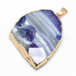 Electroplated Natural Striped Agate/Banded Agate Pendants&nbsp;G-Q481-21