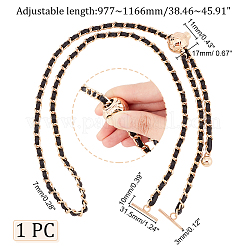 Braided PU Leather & Iron Chain Bag Handles&nbsp;FIND-WH0143-21KCG-01