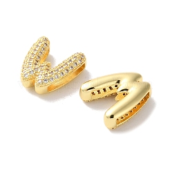 Rack Plating Brass Micro Pave Cubic Zirconia Slide Charms&nbsp;KK-C084-34G-W