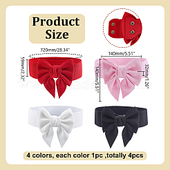 4Pcs 4 Colors Cotton Bowknot Elastic Waist Belts for Women&nbsp;AJEW-HY0003-35