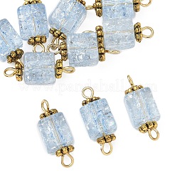 10Pcs Transparent Crackled Glass Cube Connector Charms&nbsp;PALLOY-JF03944