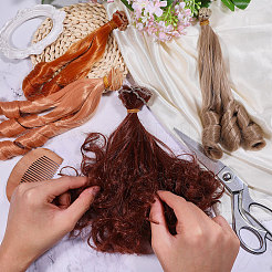 4Pcs 4 Colors High Temperature Fiber Long Flat Curly Hairstyle Doll Wig Hair&nbsp;DOLL-GL0001-04B