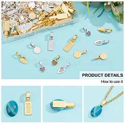 160Pcs 8 Style Tibetan Style Alloy Glue-on Flat Pad Bails&nbsp;TIBE-NB0001-26