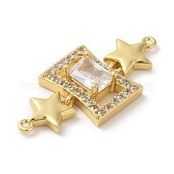 Rack Plating Brass Pave Clear Cubic Zirconia Connector Charms&nbsp;KK-A190-09G