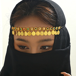 Middle Eastern Metal Rhinestone with Coin Pendant Tassel Headpiece for Women&nbsp;TK3586
