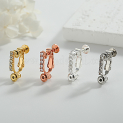 16Pcs 4 Colors Brass with Crystal Rhinestone Clip-on Earring Findings&nbsp;FIND-SP0003-98