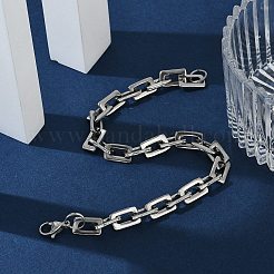 Tarnish Resistant Rectangle 201 Stainless Steel Chain Bracelets&nbsp;LS-BJEW-N240-06P