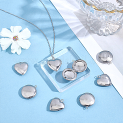 24Pcs 2 Styles 316 Stainless Steel & 304 Stainless Steel Blank Stamping Tag Locket Pendants&nbsp;STAS-ME0003-37