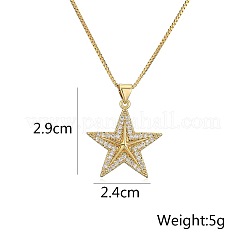 Ocean Brass Micro Pave Cubic Zirconia Starfish Pendant Stainless Steel Chain Necklaces&nbsp;FS-WG0F0EE-01