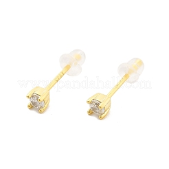 925 Sterling Silver Clear Cubic Zirconia Stud Earrings&nbsp;EJEW-Q029-01G