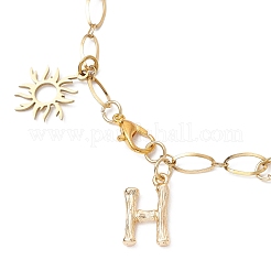 Sun & Heart 304 Stainless Steel Charm Bracelets for Women&nbsp;BJEW-JB11959-01