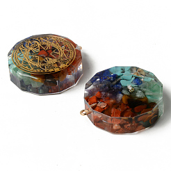 Flat Round Epoxy Resin Pendants&nbsp;G-R478-22I