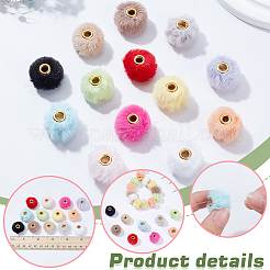Brass & Imitation Rabbit Hair Beads&nbsp;FIND-WH0126-679