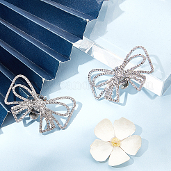 2Pcs Bowknot Alloy Rhinestone Shoe Decorations&nbsp;FIND-CP0002-24A