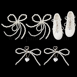 4Pcs 2 Styles Bowknot Plastic Pearl and Alloy Pendants Decorations&nbsp;AJEW-NB0006-32
