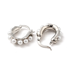 ABS Imitation Pearl Beaded Thick Hoop Earrings&nbsp;EJEW-F288-03P