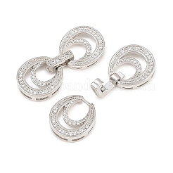 Brass Micro Pave Clear Cubic Zirconia Fold Over Clasps&nbsp;KK-C075-47P