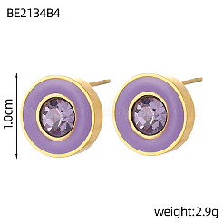 304 Stainless Steel Enamel Stud Earrings&nbsp;STAS-OY003-57G