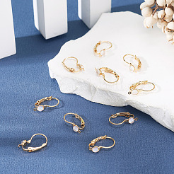10Pcs Flat Round Brass Glass Leverback Earring Findings&nbsp;KK-TADJ0001-18