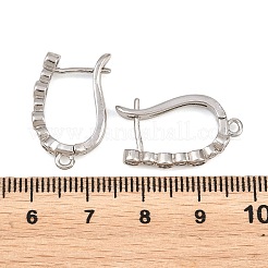 Brass Micro Pave Clear Cubic Zirconia Hoop Earrings Findings&nbsp;KK-K340-33P