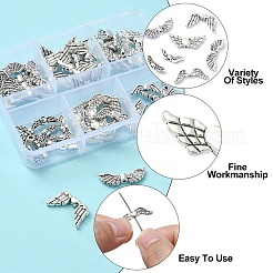 60Pcs 6 Styles Tibetan Style Alloy Wing Beads&nbsp;TIBEB-YW0001-25