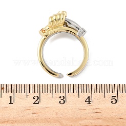 Brass Micro Pave Cubic Zirconia Adjustable Cuff Rings for Women&nbsp;LS-RJEW-C132-08PG