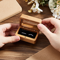 Wood Cuff-link Gift Storage Magnetic Boxes with Window Hinged Lid&nbsp;WOOD-WH0062-27A