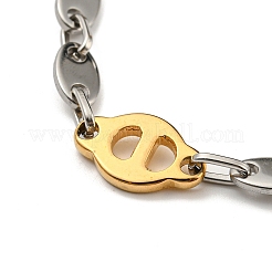 Ion Plating(IP) Two Tone 201 Stainless Steel Oval Link Chain Bracelet&nbsp;BJEW-B078-10GP