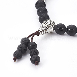 Natural Lava Rock and Agate Stretch Bracelets&nbsp;BJEW-JB03908