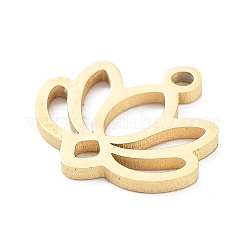 304 Stainless Steel Flower Lotus Charms&nbsp;X-STAS-Z054-02G