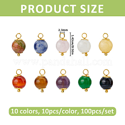 100Pcs 10 Colors Natural Mixed Gemstone Pendants&nbsp;PALLOY-FH00206