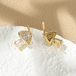Brass Micro Pave Clear Cubic Zirconia Stud Earrings&nbsp;EJEW-R016-26G-13