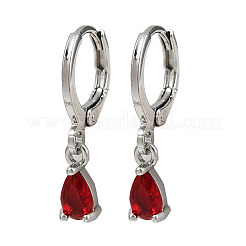 Brass Micro Pave Cubic Zirconia Teardrop Hoop Earrings&nbsp;EJEW-K309-18P-03