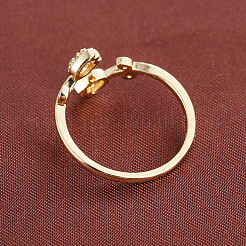 Brass Micro Pave Cubic Zirconia Cuff Open Rings for Women&nbsp;WGD019A-01