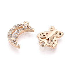 Brass Micro Pave Cubic Zirconia Pendants&nbsp;KK-T072-49G