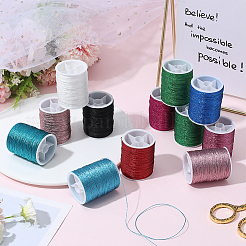 12 Rolls Polyester Sewing Metallic Thread&nbsp;OCOR-WH20074-07A