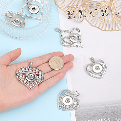 6Pcs 6 Style Alloy Rhinestone Hang Snap Base Pendants&nbsp;FIND-CA0006-90