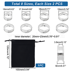 16Pcs 8 Size 201 Stainless Steel Grooved Finger Ring Settings&nbsp;STAS-UN0041-45