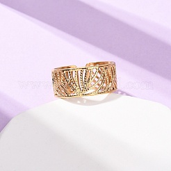 304 Stainless Steel Open Cuff Rings for Women&nbsp;RJEW-K309-33G