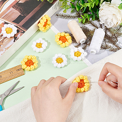 8Pcs 2 Colors Daisy Flower Shape Polyester Knitted Costume Ornament Accessories&nbsp;PATC-FG0001-37