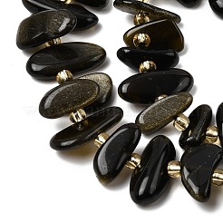 Natural Golden Sheen Obsidian Beads Strands&nbsp;G-L649-A04-01