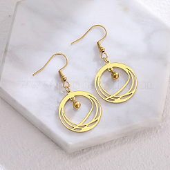 201 Stainless Steel Flat Round Dangle Earrings&nbsp;FS-WGE015A-01