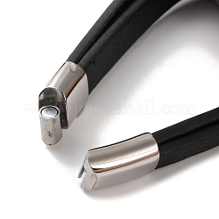 Men's Braided Black PU Leather Cord Multi-Strand Bracelets&nbsp;LS-BJEW-K243-06P