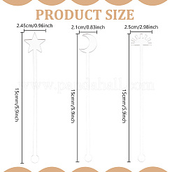30Pcs 3 Style Transparent Acrylic Stirring Rods&nbsp;TACR-NB0001-30A