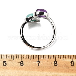 Natural Amethyst & Amazonite Finger Rings&nbsp;RJEW-A068-02P-02