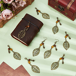 12Pcs Alloy & Wood & Glass Pendant Decorations&nbsp;HJEW-BC00099