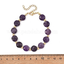 Natural Amethyst & Brass Spacer Beads Beaded Bracelets for Women&nbsp;BJEW-JB14112-02