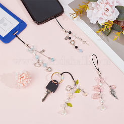 4Pcs Acrylic & Glass & Alloy & ABS Plastic Imitation Pearl Mobile Straps&nbsp;HJEW-DR00095